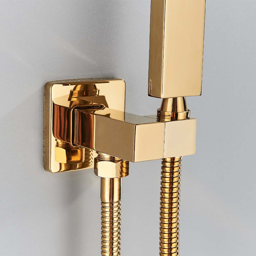 Set de dus incastrat tip ploaie, para 30 cm, cu 2 functii de curgere, auriu lucios, cod 1683