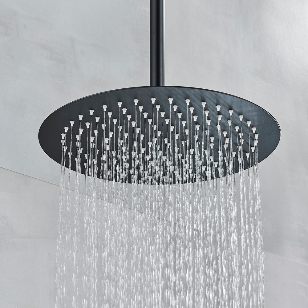 Set de dus negru cu montaj in tavan, para rotunda tip ploaie 30 cm, + SIFON, cod 1508