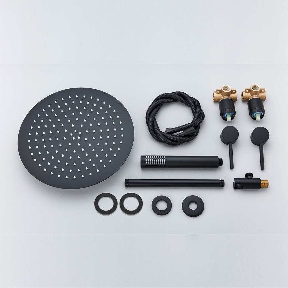 Set de dus negru cu montaj in tavan, para rotunda tip ploaie 30 cm, + SIFON, cod 1508