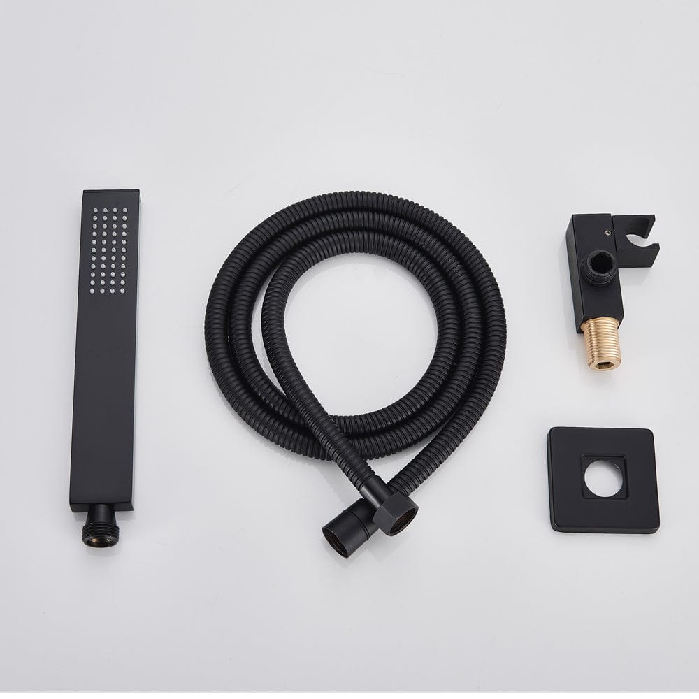 Set de dus negru cu para patrata 30 cm latura, cu 2 functii de curgere a apei, + SIFON, cod 1171