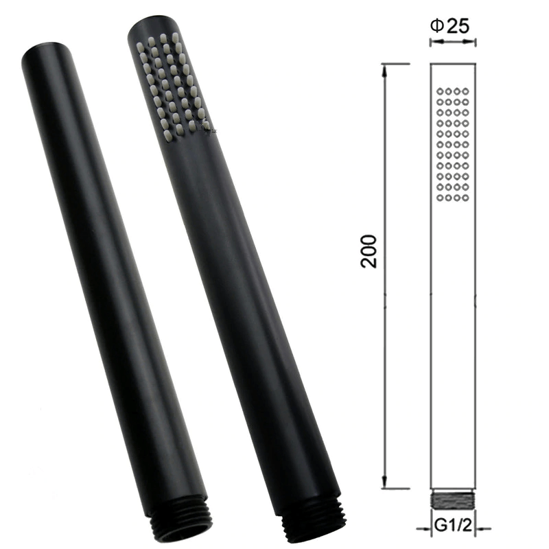 Set de dus negru cu para rotunda tip ploaie 30 cm, + SIFON, Green 1268