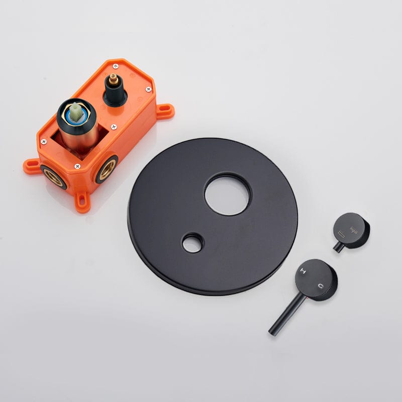 Set de dus negru cu para rotunda tip ploaie 30 cm, + SIFON, Green 1268