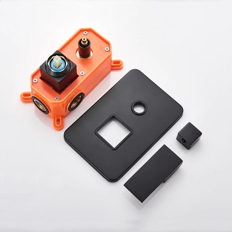 Set de dus negru incastrabil in tavan, cu para patrata 30 cm, 2 functii de curgere a apei, + SIFON, cod 1401