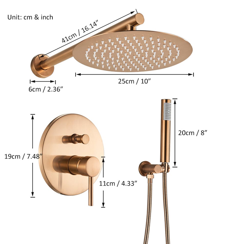 Set de dus Pale Rose cu para rotunda tip ploaie 25 cm, cod 1505