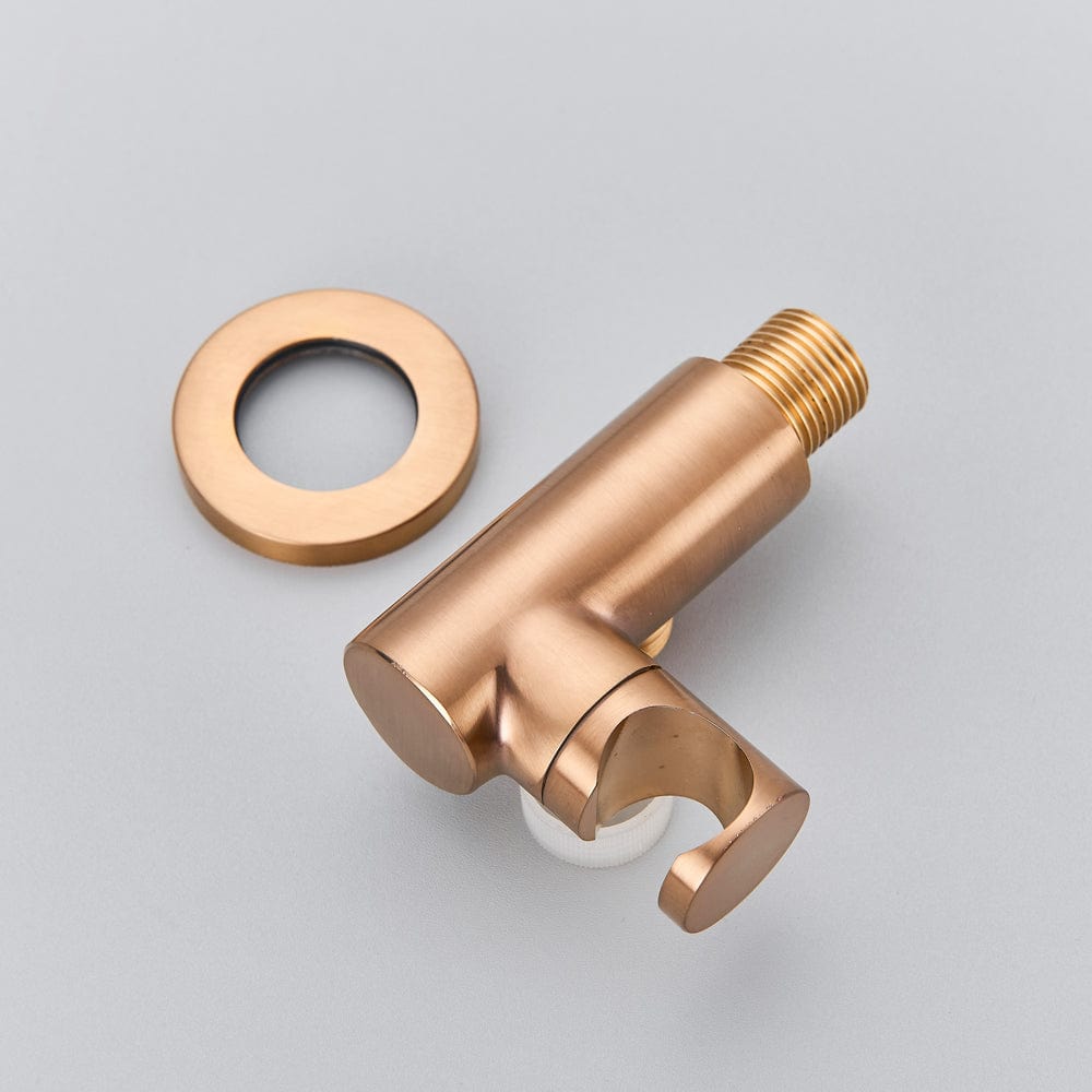 Set de dus Rose Gold cu montaj in tavan, 3 functii de curgere, para rotunda tip ploaie 25 cm, cod 1502