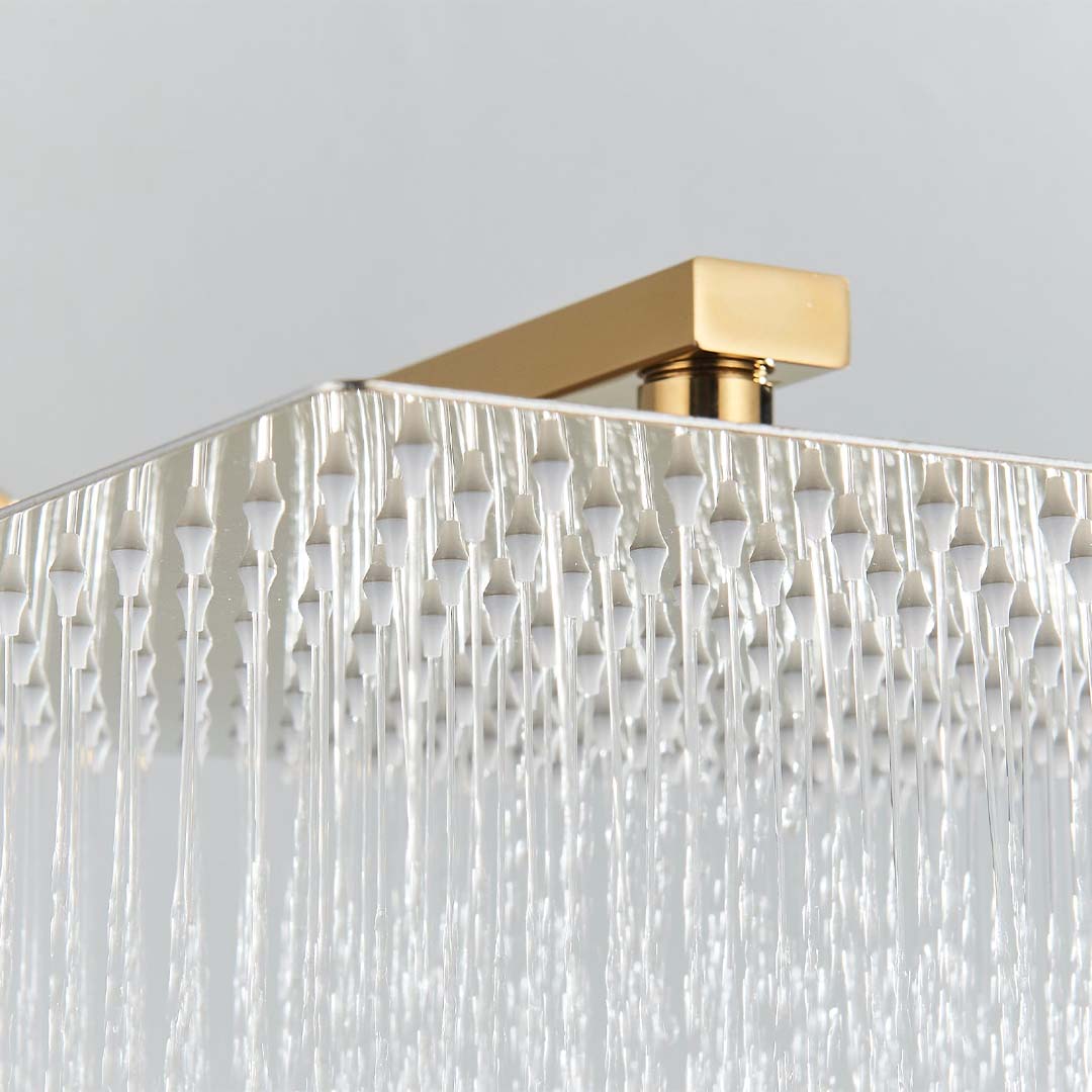 Set de dus tip ploaie, auriu lucios, pară 30 cm, 3 funcții de curgere, cod 1245