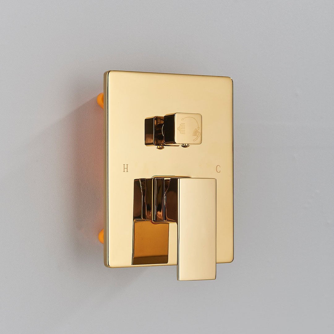 Set de dus tip ploaie, auriu lucios, pară 30 cm, 3 funcții de curgere, cod 1245