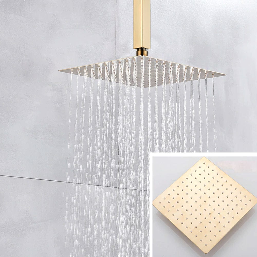 Set de dus tip ploaie, incastrabil in tavan, auriu nichelat (semi-lucios), cu 2 functii de curgere, cod 1549