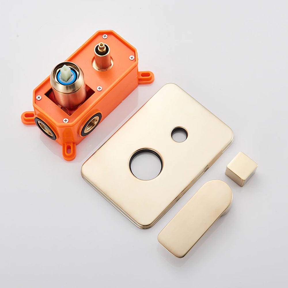 Set de dus tip ploaie, incastrabil in tavan, auriu nichelat (semi-lucios), cu 2 functii de curgere, cod 1549