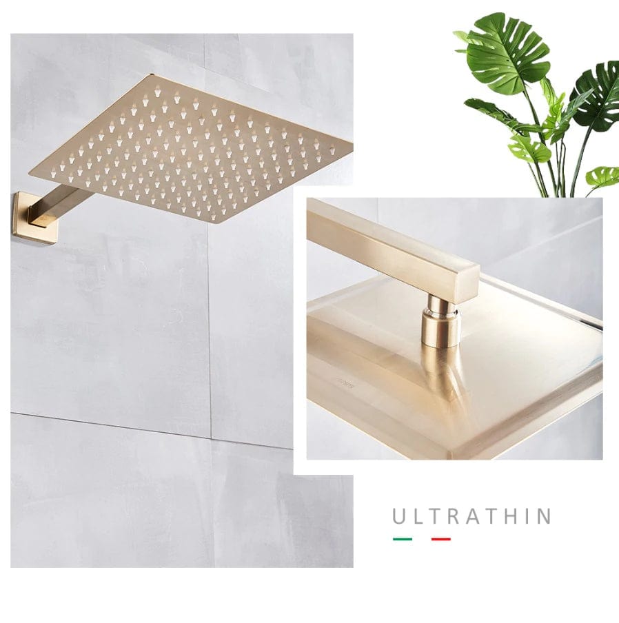 Set de dus tip ploaie River 1255, auriu nichelat (semi-lucios), para 30 cm, cu 2 functii de curgere, cod 1255