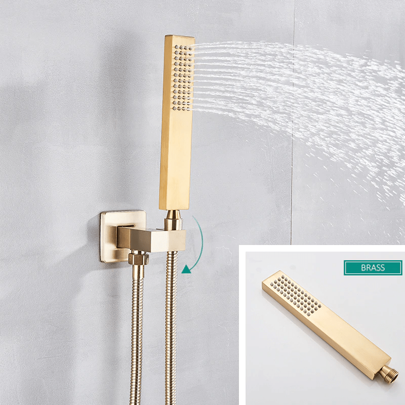 Set de dus tip ploaie River 1255, auriu nichelat (semi-lucios), para 30 cm, cu 2 functii de curgere, cod 1255