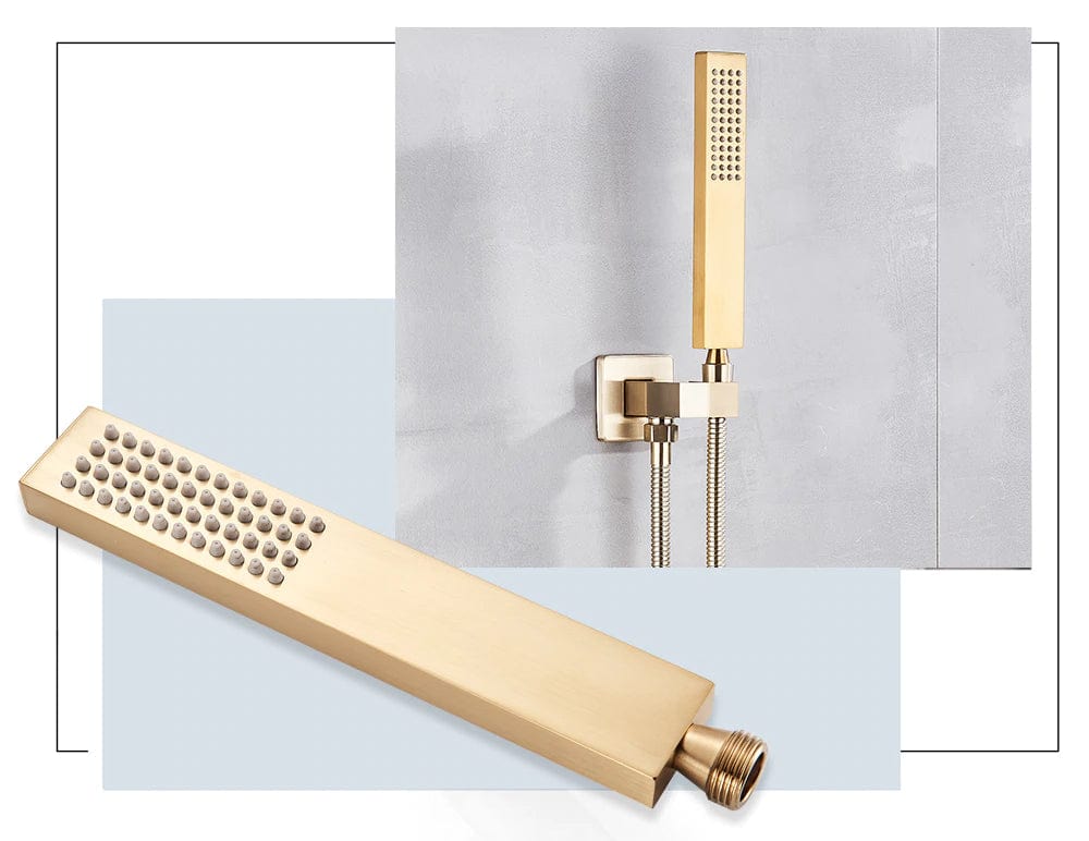 Set de dus tip ploaie River 1255, auriu nichelat (semi-lucios), para 30 cm, cu 2 functii de curgere, cod 1255