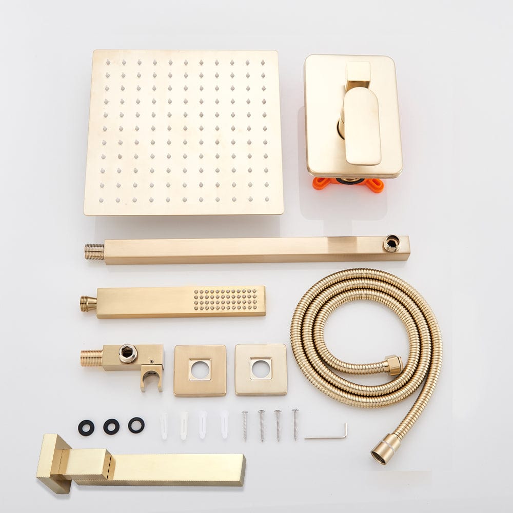 Set de dus tip ploaie River, auriu nichelat, para 30 cm, 3 functii de curgere, cod 1519