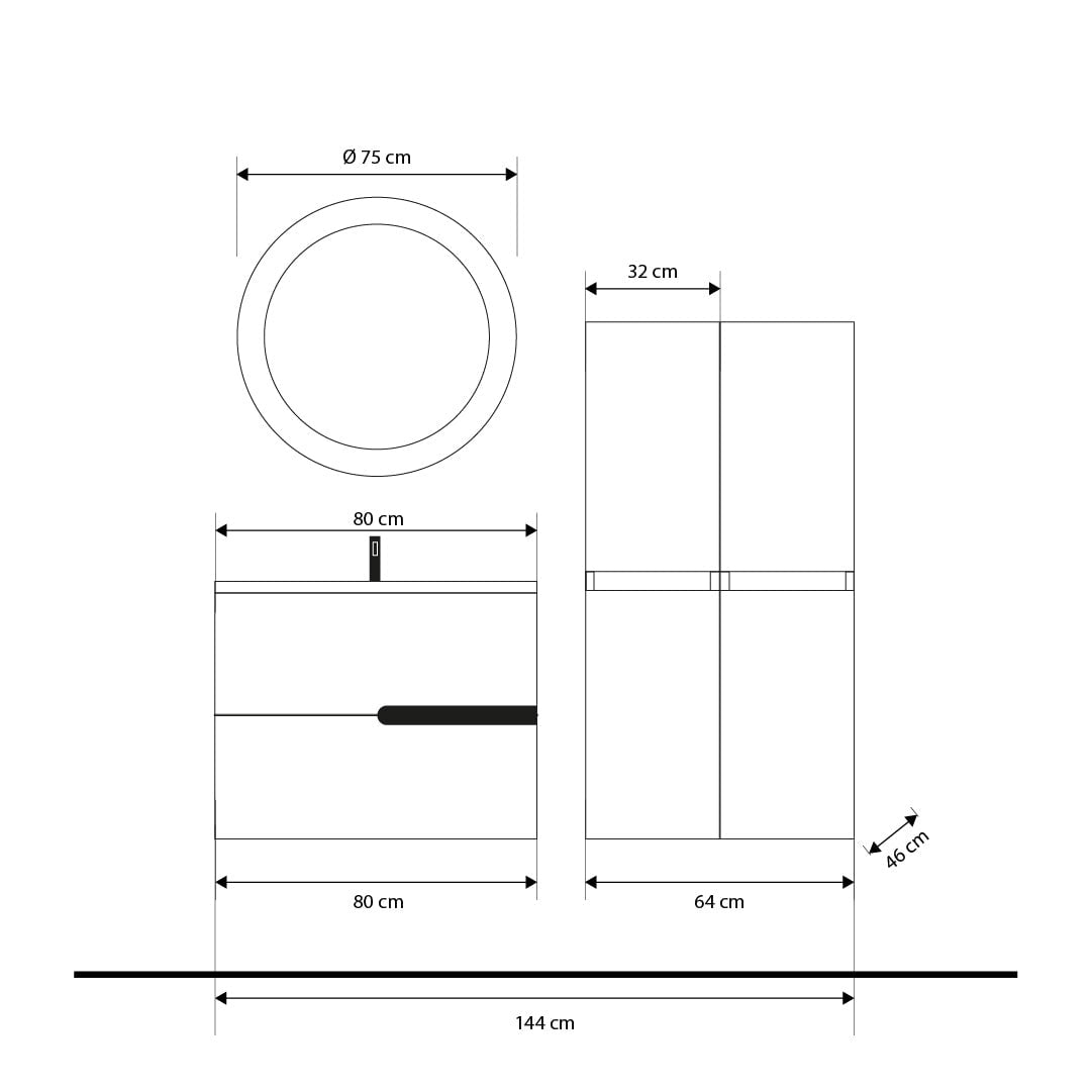 Set mobilier baie caramiziu cu imitatie lemn, coloana suspendata, lavoar incastrat alb și oglindă, 80 cm, SaviniDue Eva
