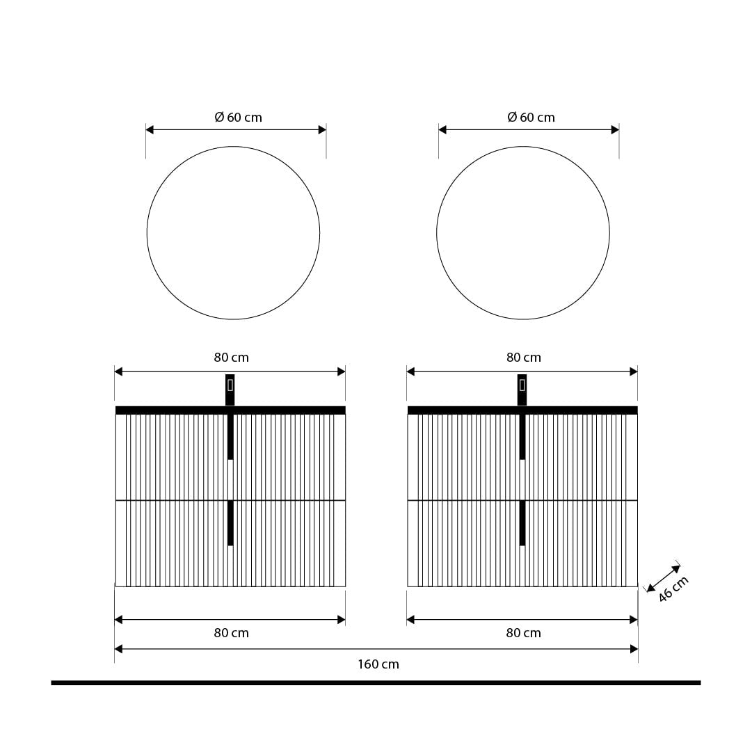 Set mobilier baie dublu suspendat imitatie lemn, lavoar alb incastrat si oglinda, 160 cm, riflaj Cannetatto, SaviniDue Lyra