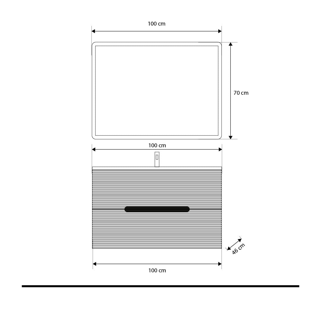 Set mobilier baie suspendat negru mat cu imitatie lemn, lavoar alb și oglindă, 100 cm, cu riflaj Dogato SaviniDue Iris