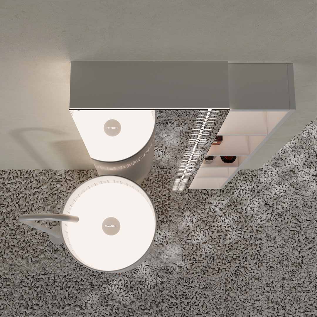 Set mobilier cu lavoar freestanding 40cm, raft si oglinda, din compozit, alb, finisaj mat, MonBlari