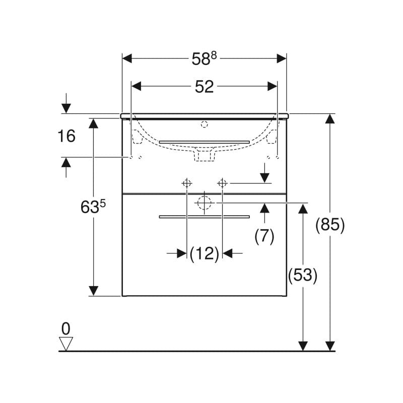Set mobilier cu lavoar, Geberit, Selnova Square, 60 cm, nuc