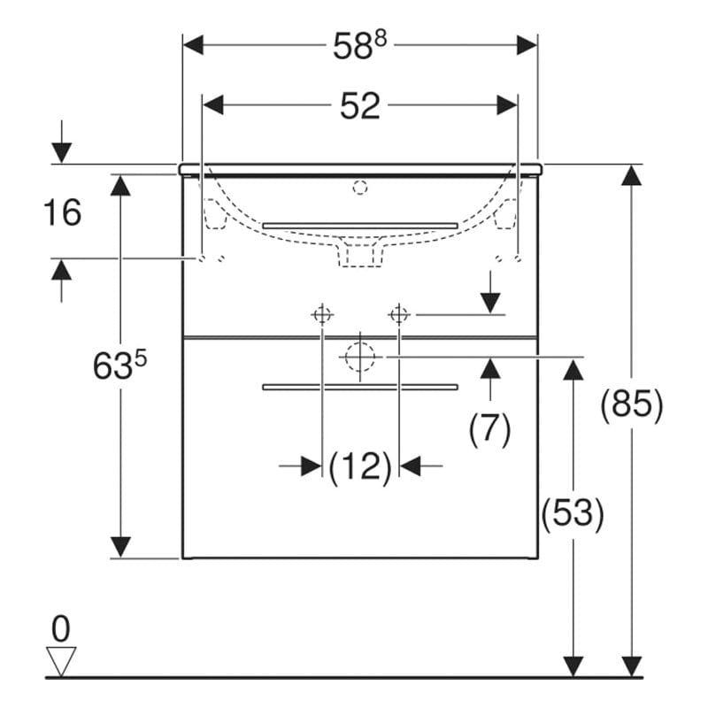 Set mobilier cu lavoar, Geberit, Selnova Square, 60 cm, nuc deschis