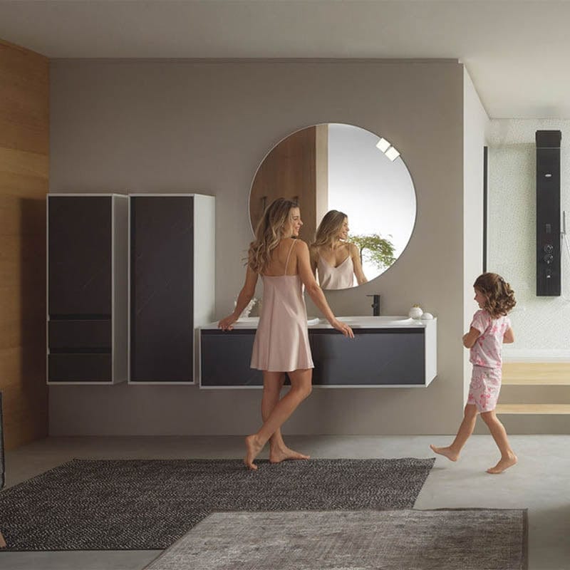 Set mobilier cu lavoar, Kolpasan, Pandora, suspendat, 110 cm, negru