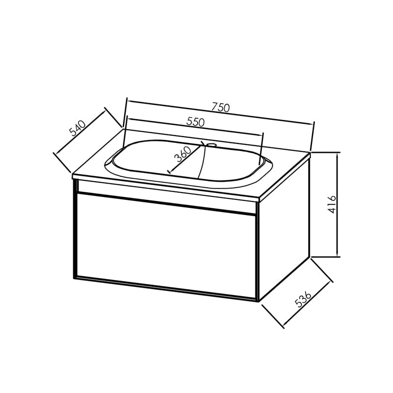 Set mobilier cu lavoar Pandora, Kolpasan, 75 cm, alb