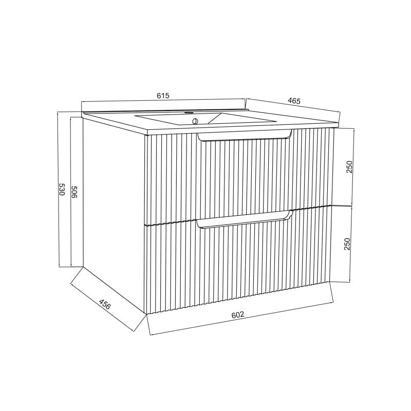 Set mobilier riflat cu lavoar Fluminia, Malta-60, cu sertare soft close, alb
