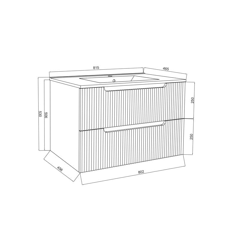 Set mobilier riflat cu lavoar Fluminia, Malta-80, cu sertare soft close, alb