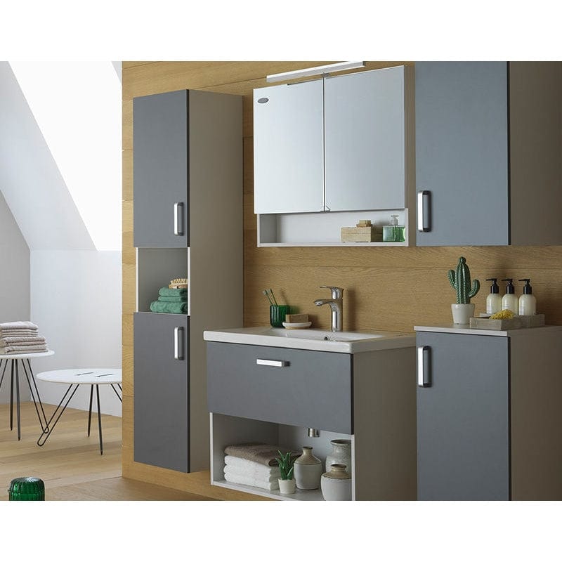 Set mobilier suspendat cu lavoar Kolpasan, Evelin, 80 cm, gri antracit