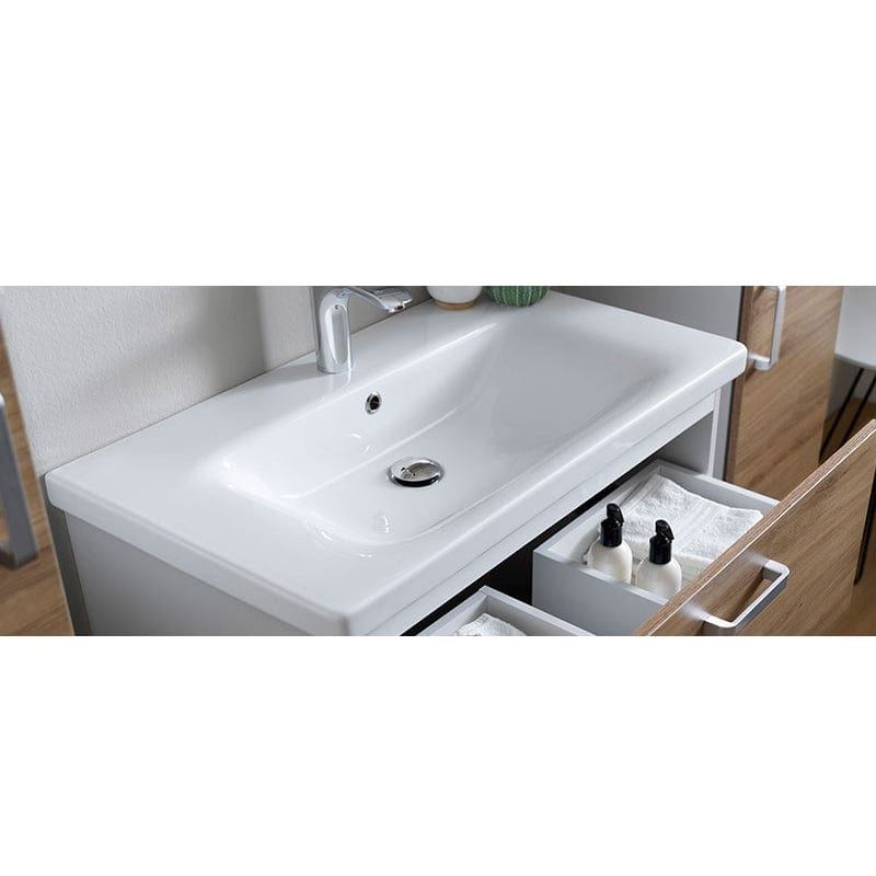 Set mobilier suspendat cu lavoar Kolpasan, Evelin, 80 cm, gri antracit