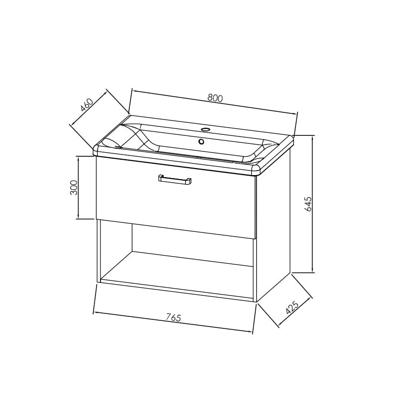Set mobilier suspendat cu lavoar Kolpasan, Evelin, 80 cm, gri antracit