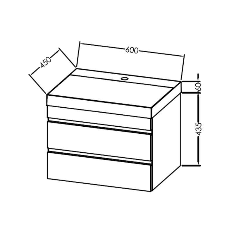 Set mobilier suspendat si lavoar, Kolpasan, Naomi, 60 cm, alb
