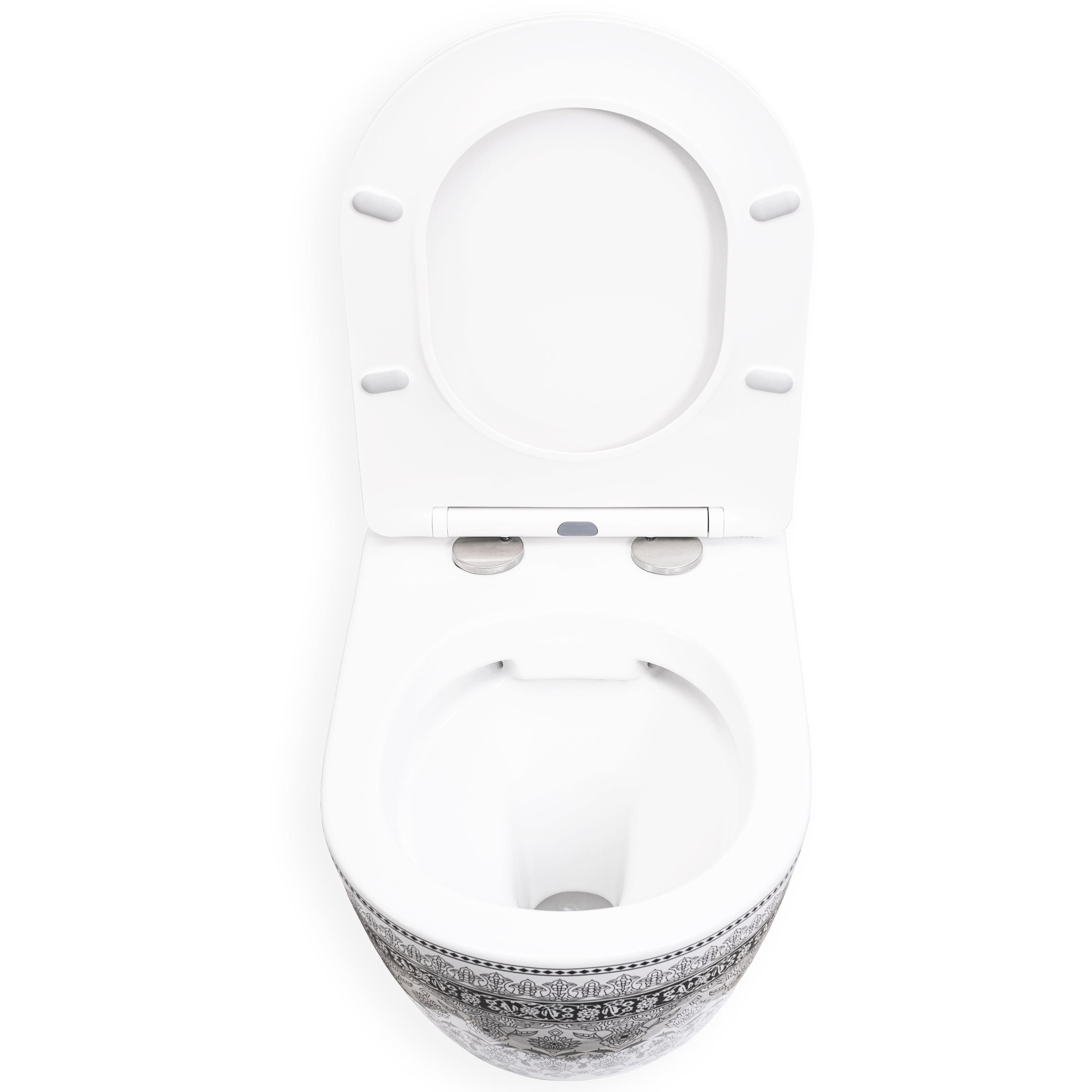 Set vas WC suspendabil rimless Rea Arte Dark Grey şi capac soft close alb