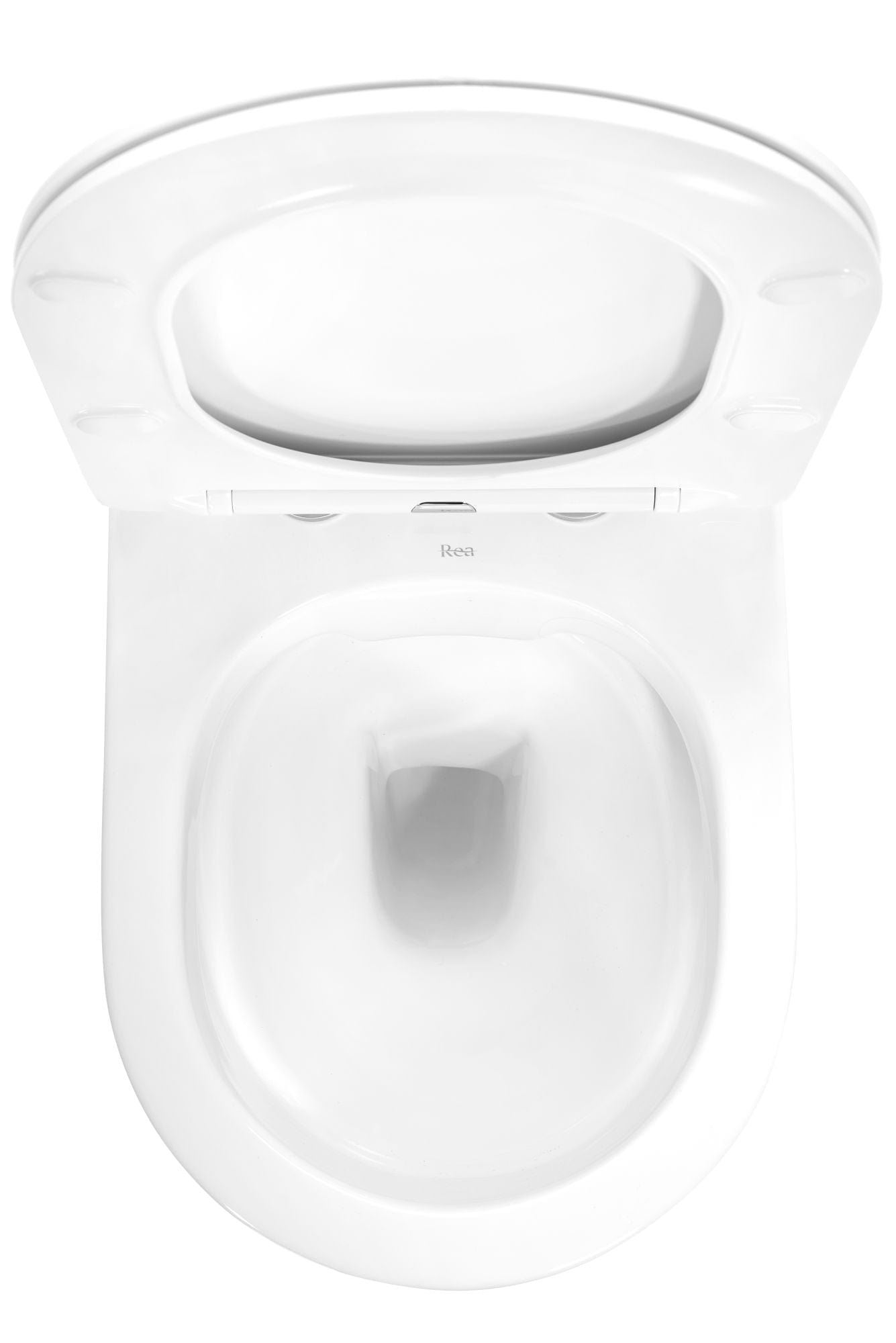 Set vas WC suspendabil rimless Rea Carlo alb cu margini aurii şi capac soft close alb