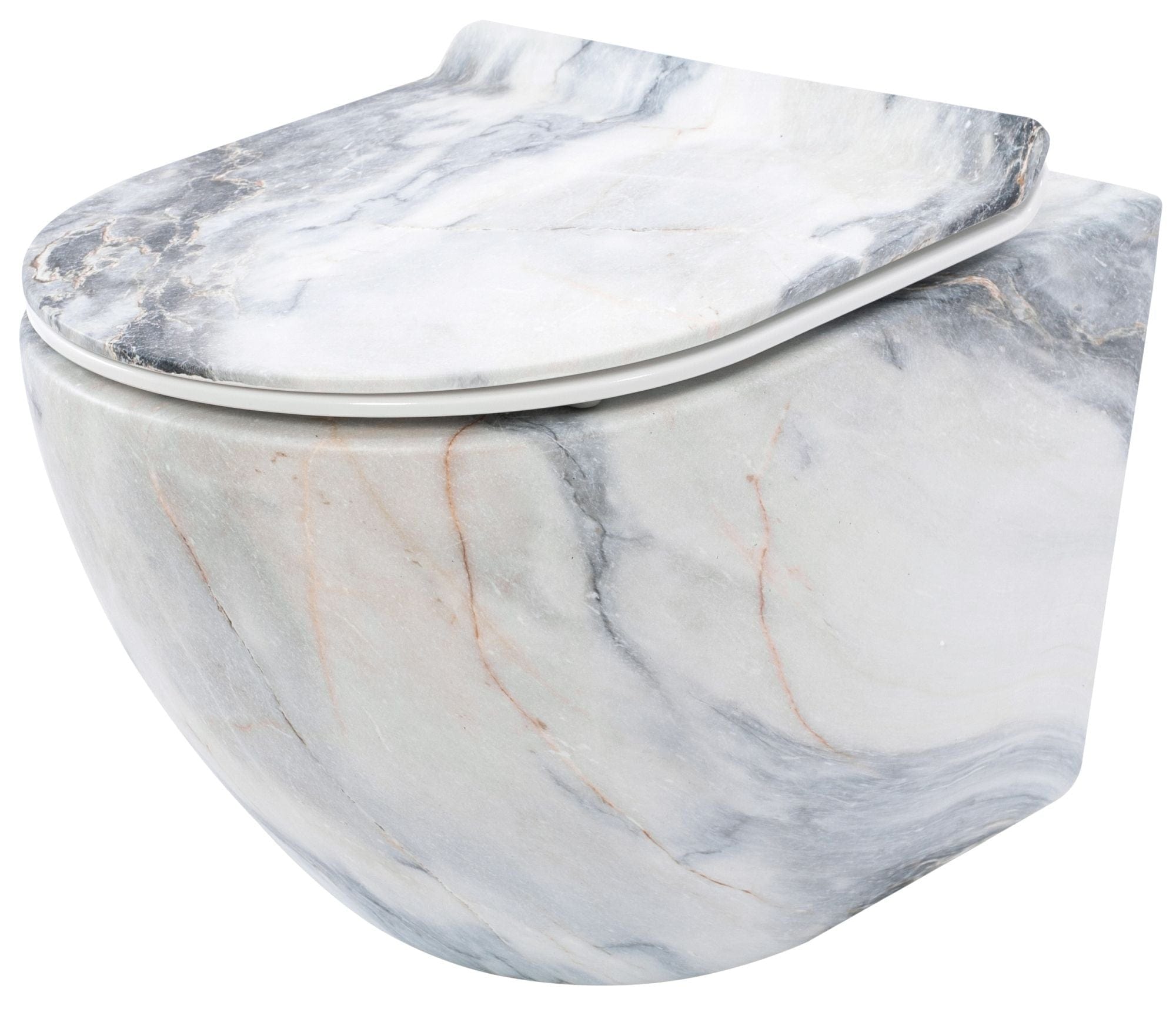 Set vas WC suspendabil rimless Rea Carlos Granit Mat şi capac soft close imitație piatră