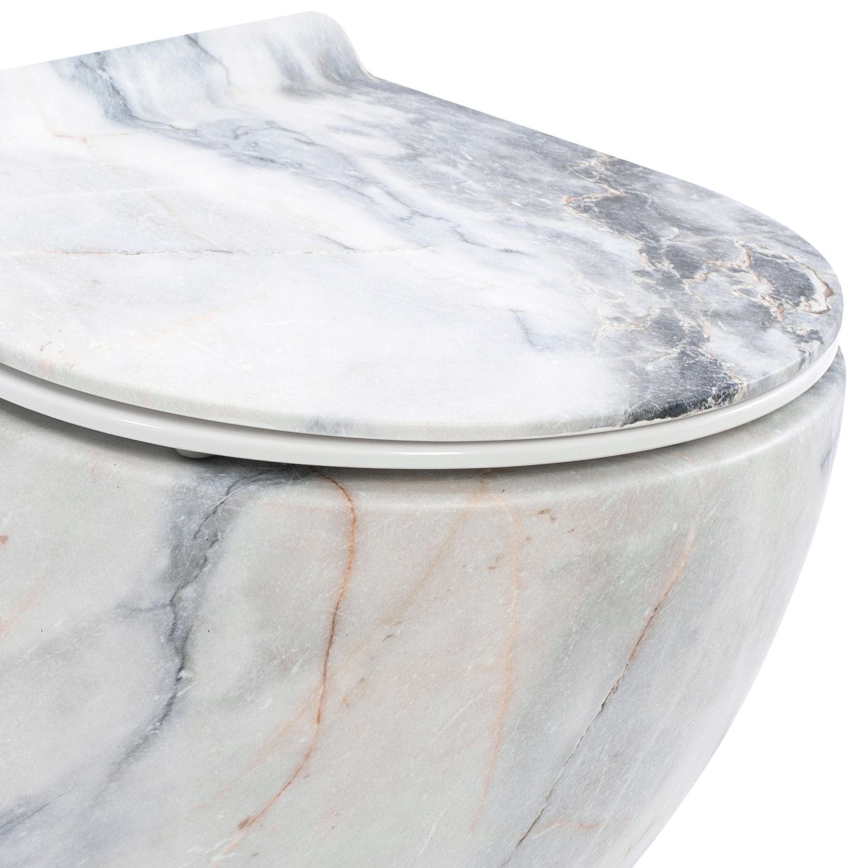 Set vas WC suspendabil rimless Rea Carlos Granit Mat şi capac soft close imitație piatră