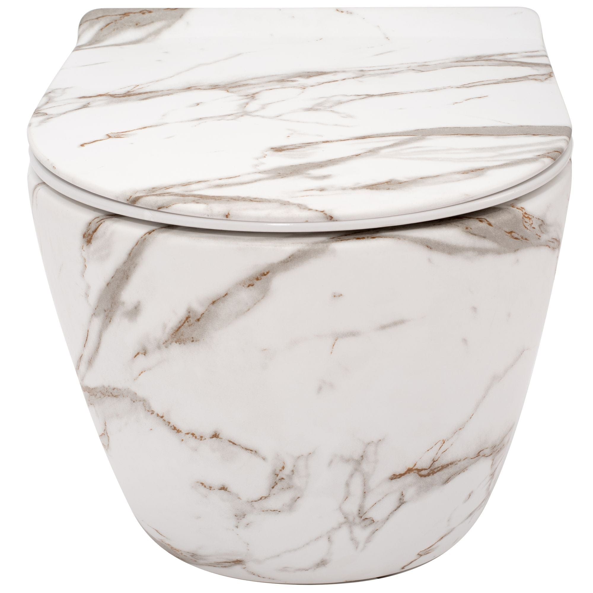 Set vas WC suspendabil rimless Rea Carlos Lava Mat şi capac soft close imitație piatră