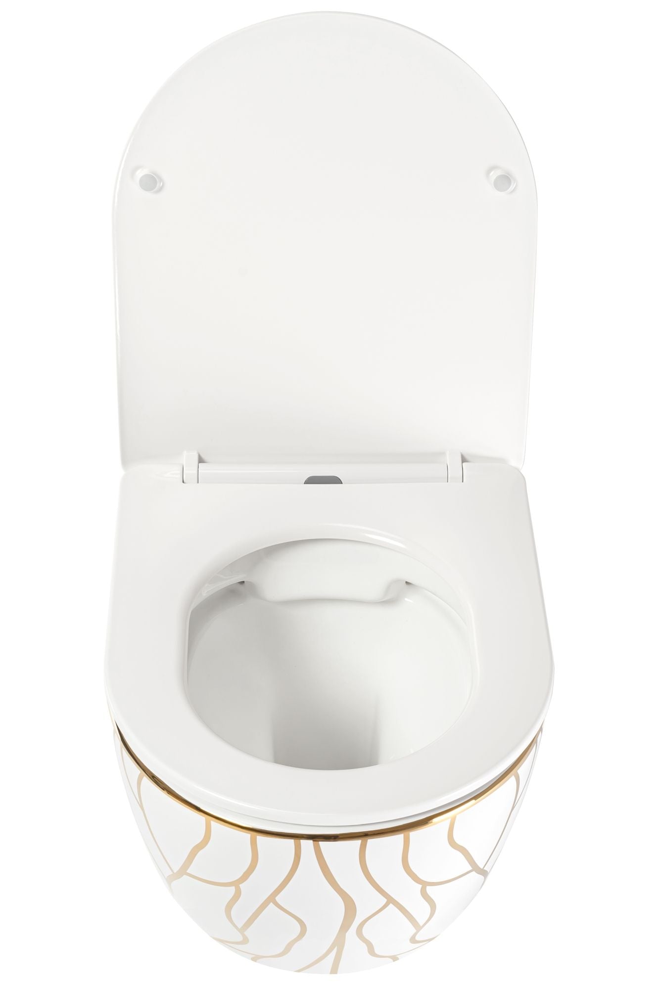 Set vas WC suspendabil rimless Rea Carlos Wave Gold şi capac soft close alb