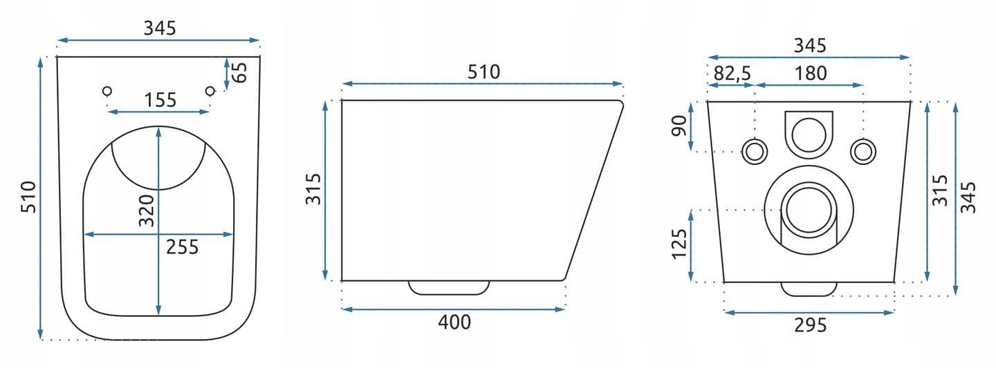Set vas WC suspendabil rimless Rea Raul şi capac soft close negru mat