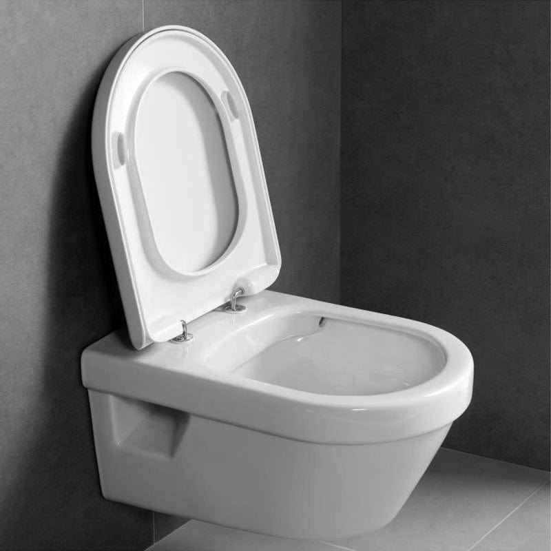 Set vas WC suspendat Arhitectura, Villeroy & Boch, cu capac soft close, direct flush, quick release, alb alpin rotund