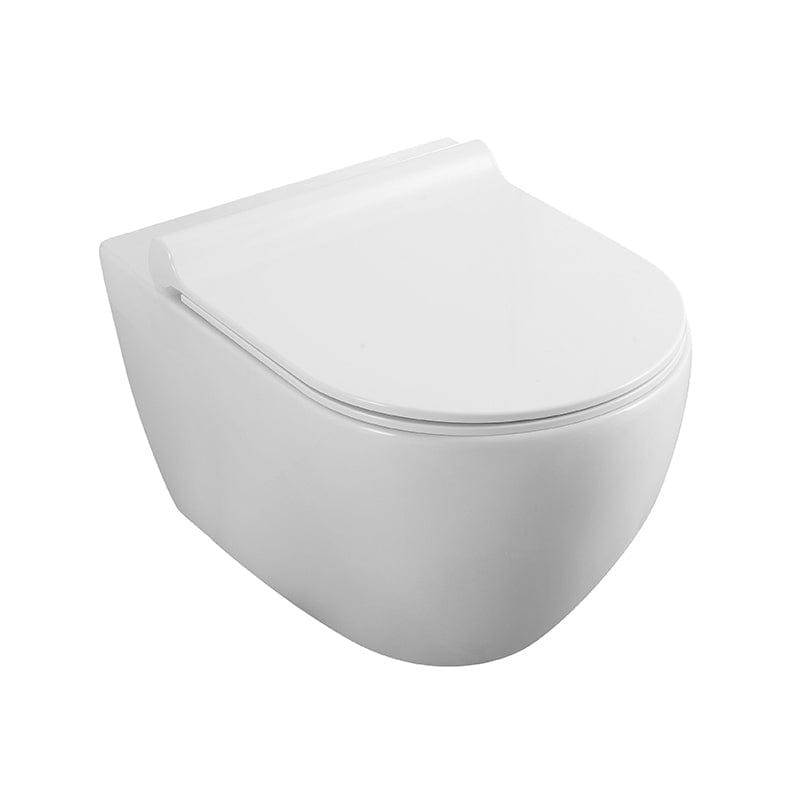 Set vas WC suspendat, Fluminia, rimless, cu capac quick release si soft close, alb