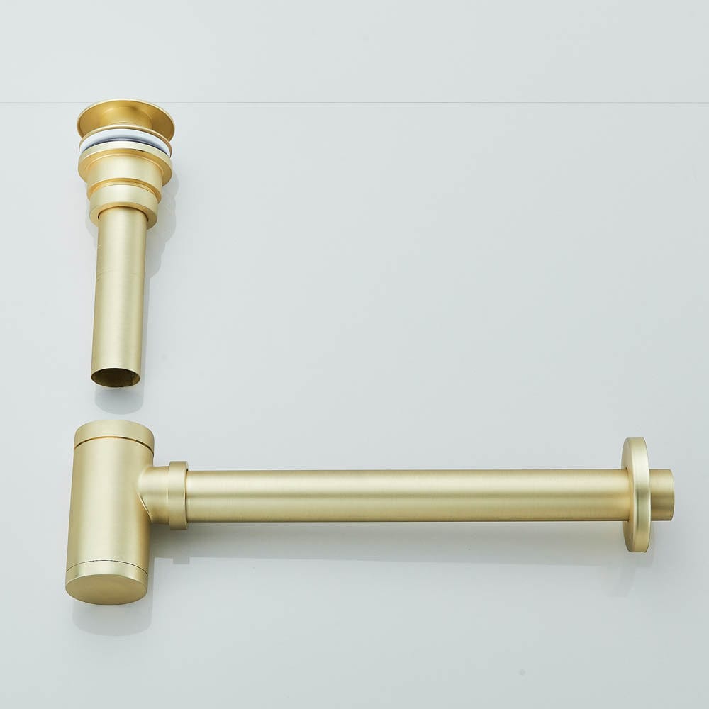 Sifon decorativ pentru lavoar și ventil universal cu click-clack, auriu periat