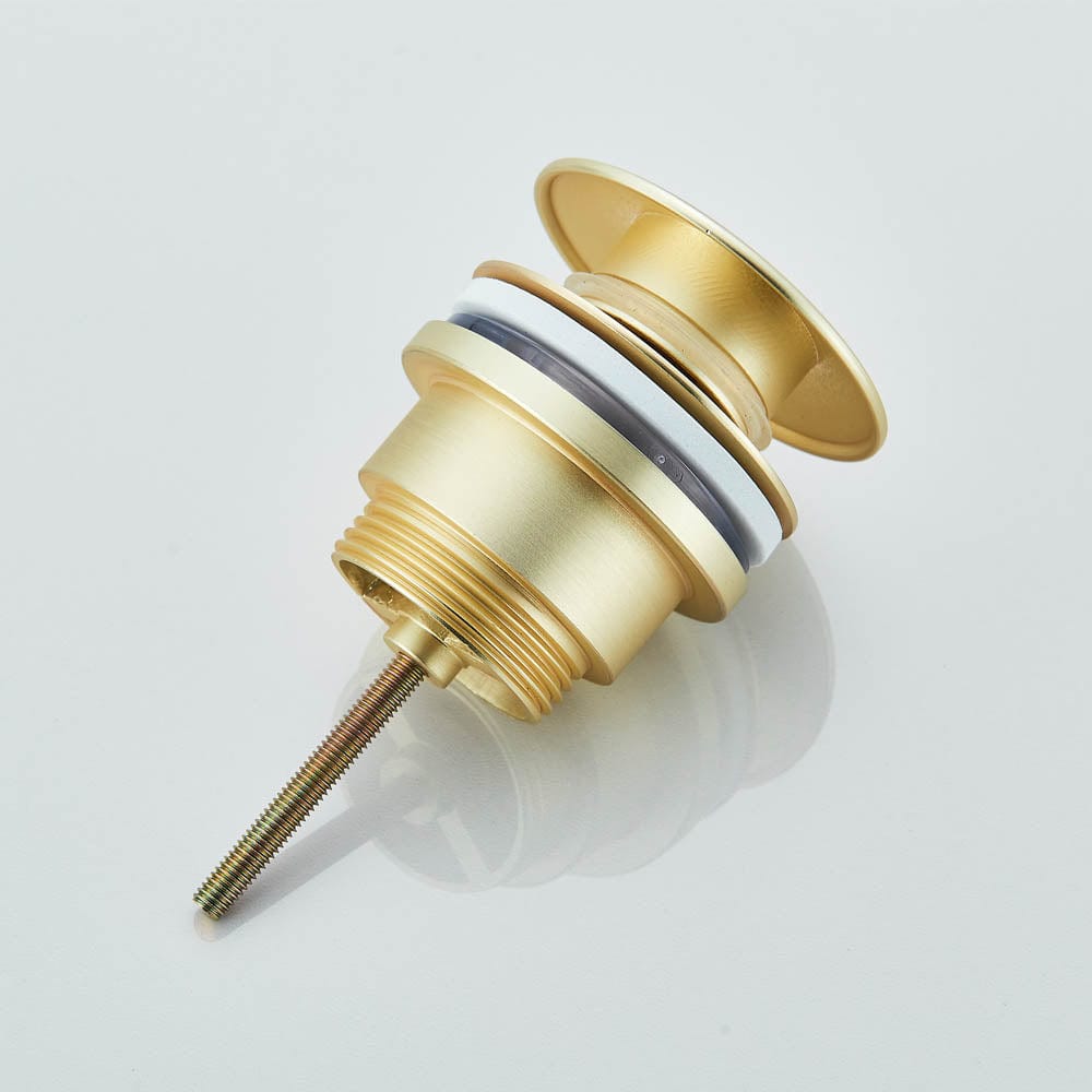 Sifon decorativ pentru lavoar și ventil universal cu click-clack, auriu periat