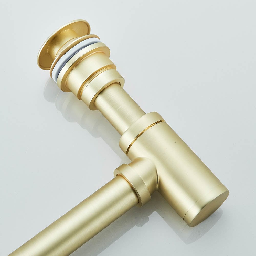 Sifon decorativ pentru lavoar și ventil universal cu click-clack, auriu periat