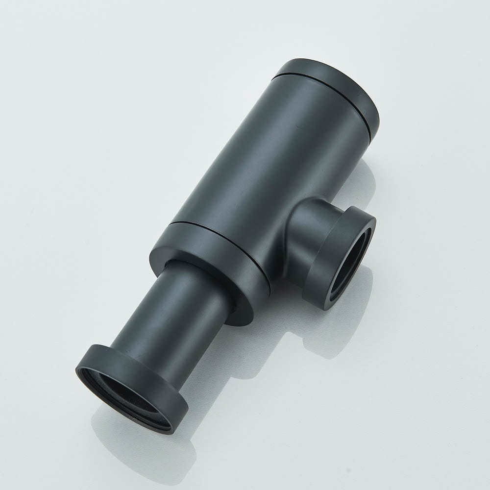 Sifon decorativ pentru lavoar și ventil universal cu click-clack, negru mat