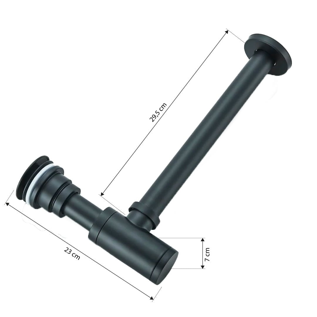 Sifon decorativ pentru lavoar și ventil universal cu click-clack, negru mat, cod 1181