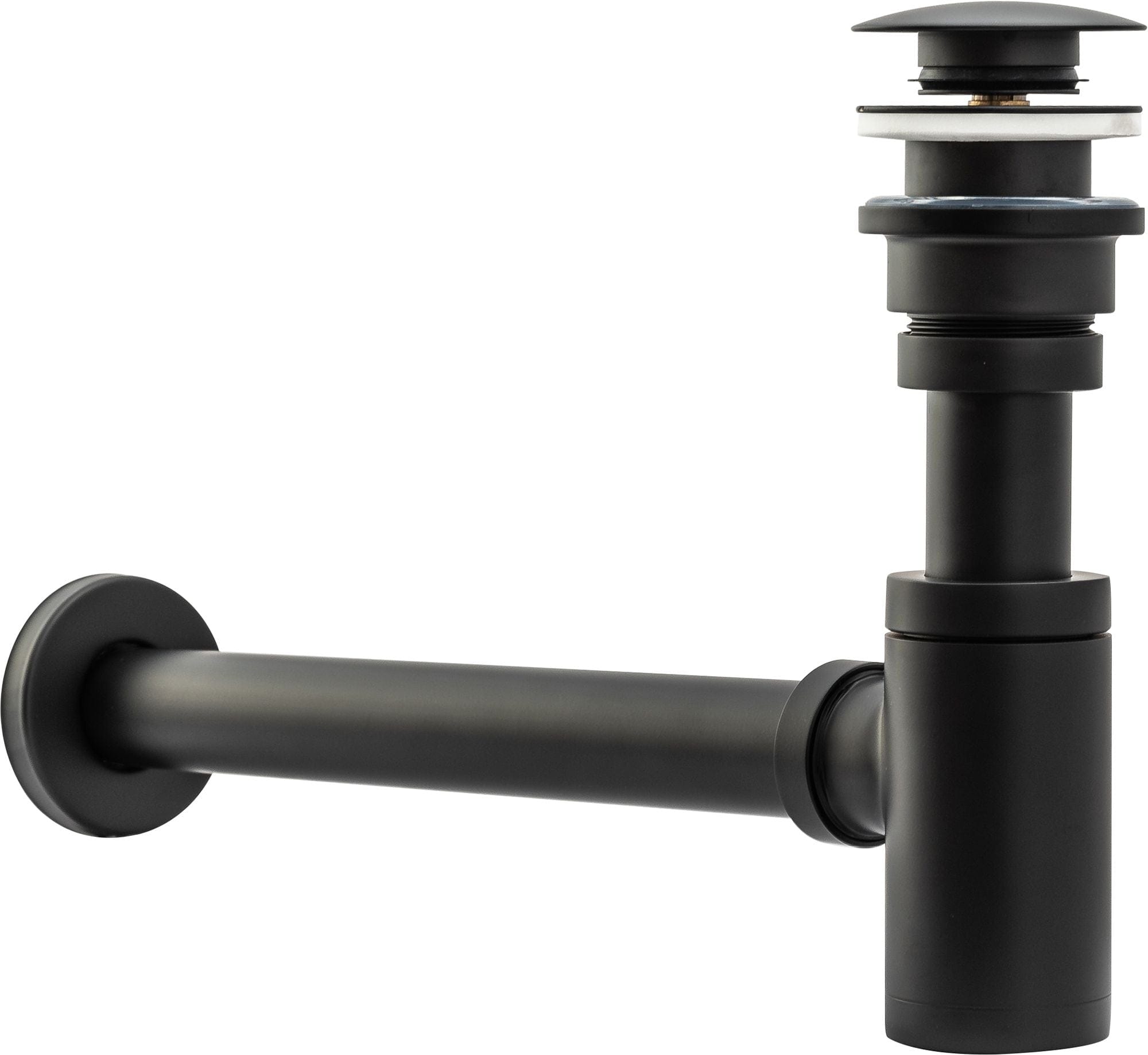 Sifon decorativ pentru lavoar Rea și ventil universal cu click-clack negru mat