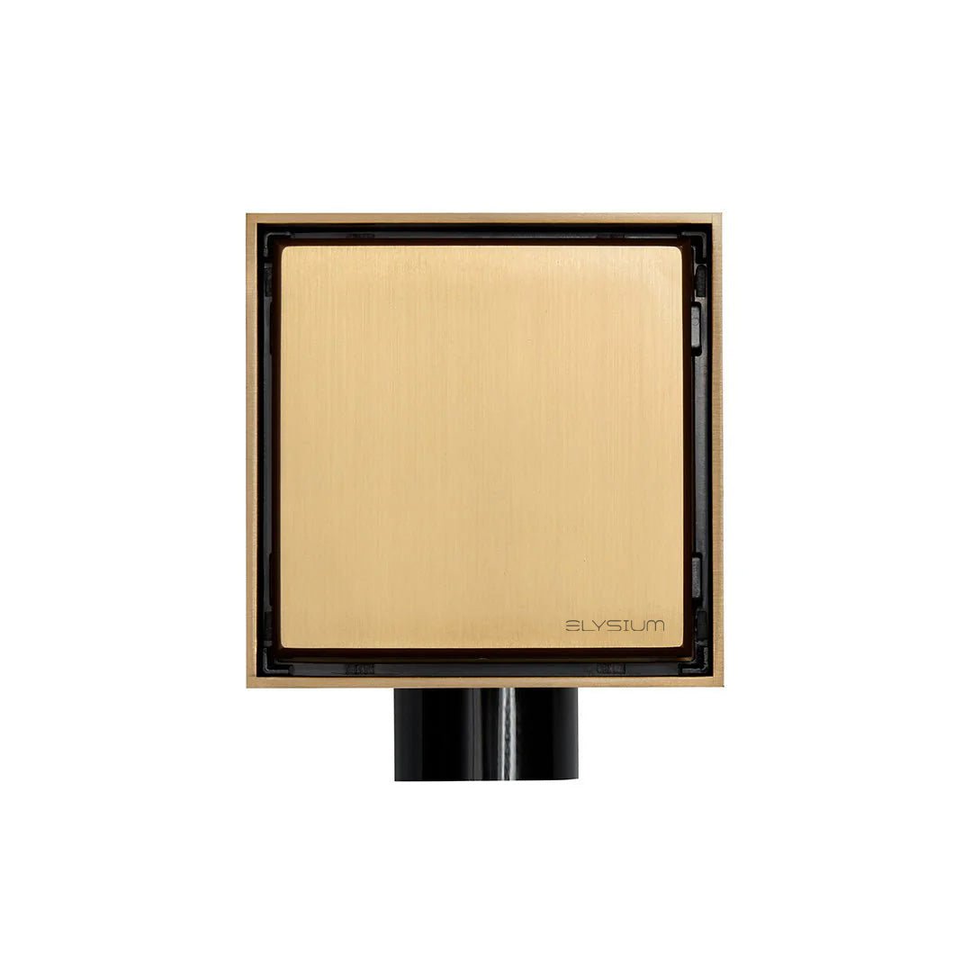 Sifon pardoseala Elysium Aquatrap, faiantabil, din otel inoxidabil, 10x10 cm, auriu mat