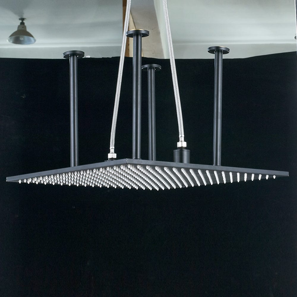 Sistem de dus Rainfall, incastrat in tavan cu termostat, para patrata 50 cm, 2 functii de curgere, negru mat, cod 1407