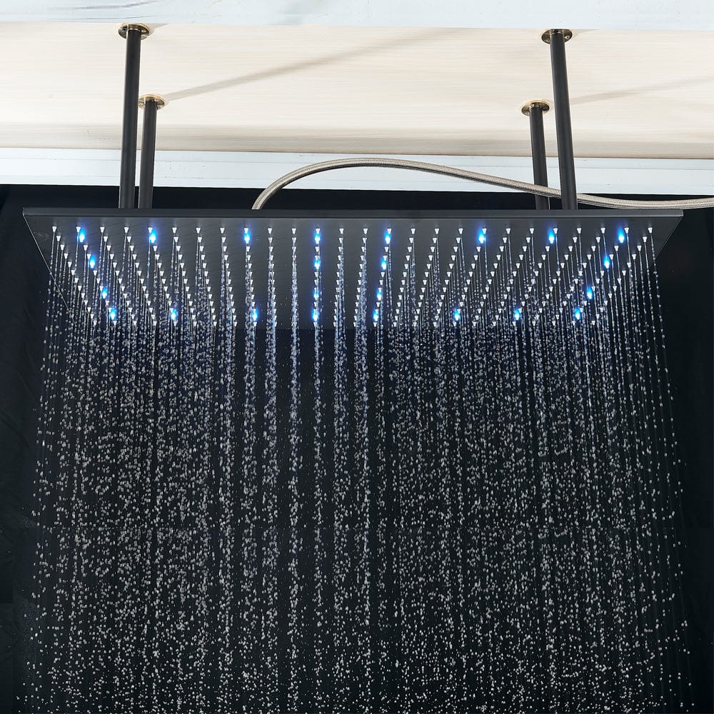 Sistem de dus Sensation, incastrat in tavan, para dreptunghiulara 80/40 cm, 2 functii de curgere, negru mat, + SIFON, cod 1513