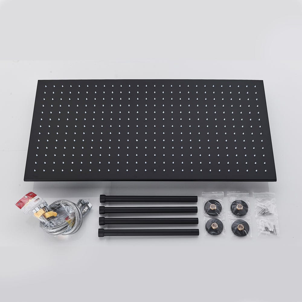 Sistem de dus Sensation, incastrat in tavan, para dreptunghiulara 80/40 cm, 2 functii de curgere, negru mat, + SIFON, cod 1513